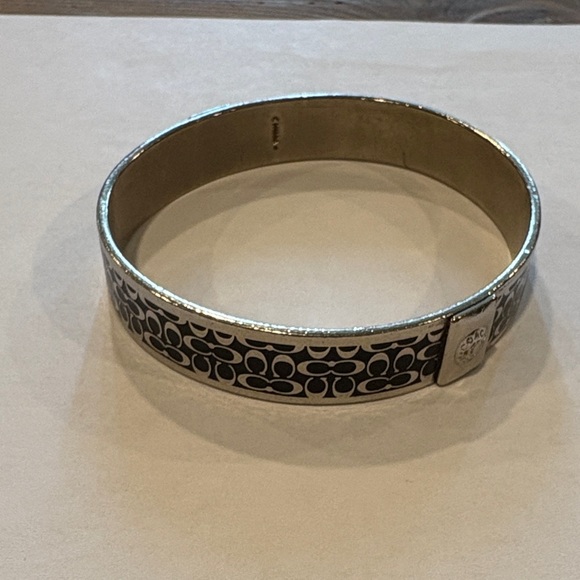 Coach Black and Silver Patterned Bangle - Picture 2 of 5